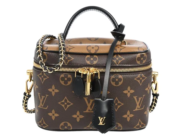 LOUIS VUITTON, VÄSKA, Vanity Bag, Monogram canvas Reversible, svart läder, guldfärgade beslag, 18x13x10 cm, avtagbar axelrem, hänglås och nycklar märkta 612, dustbag. Very Good Condition.