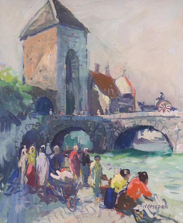 AXEL HAMBORN. Venedig, olja på duk, signerad.