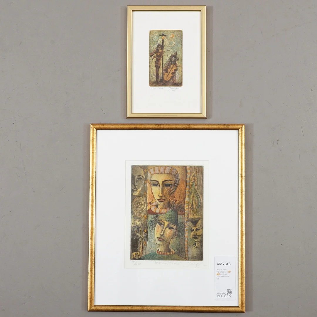 IRENE JARZ. Färglitografier, 2 st, signerade och numrerade. — Engravings & Prints — Växjö Auktionskammare