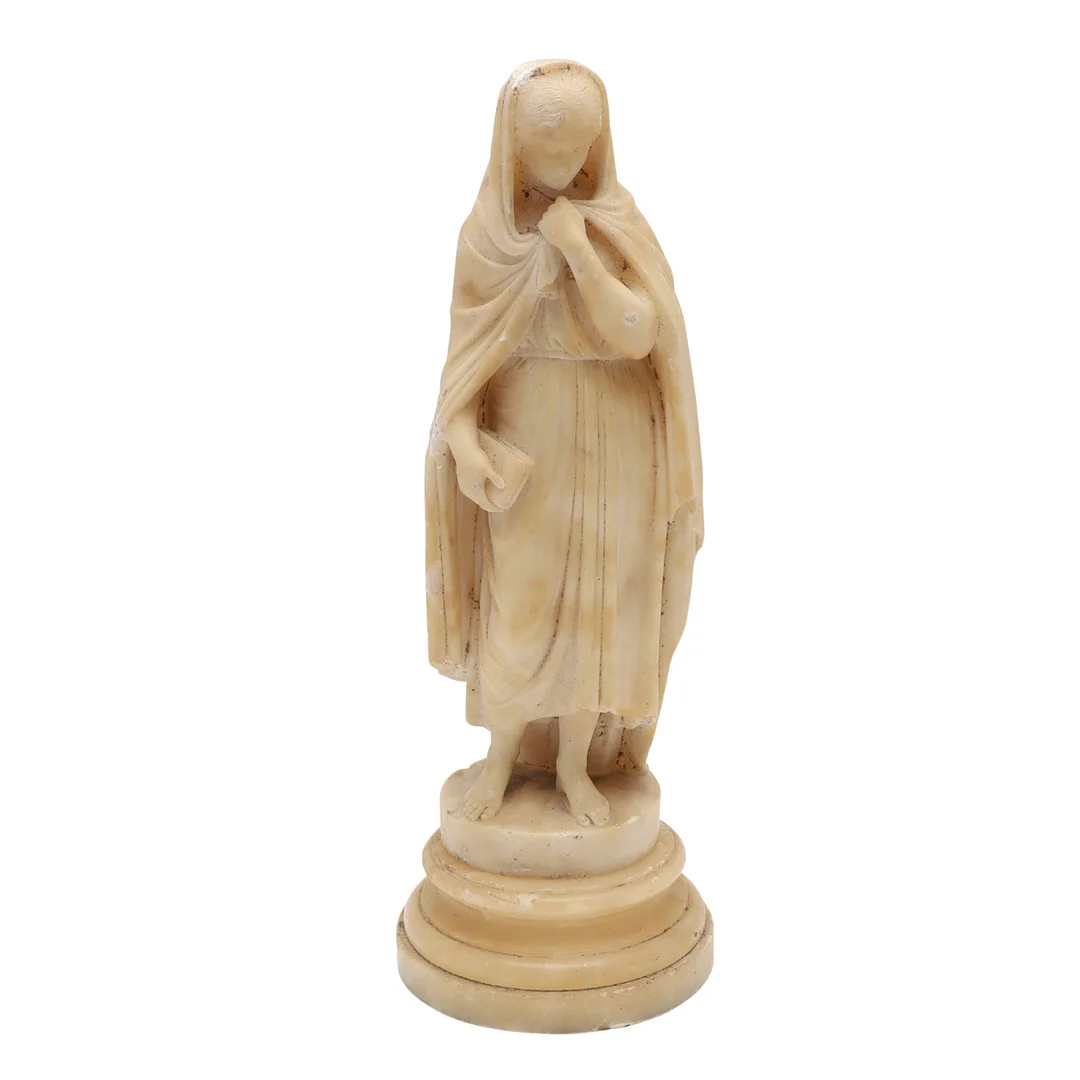 CARVED ALABASTER FIGURE. — Sculptures & Bronzes — Lawrences Auctioneers