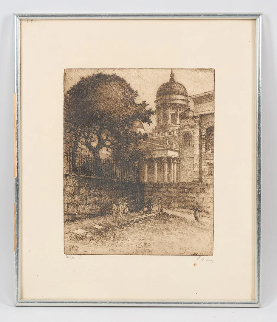 FRANS NYBERG. Helsingforsmotiv, signerad samt i plåten daterad 1952, etsning 22/50 I. — Engravings & Prints — Stockholms Auktionsverk Helsinki