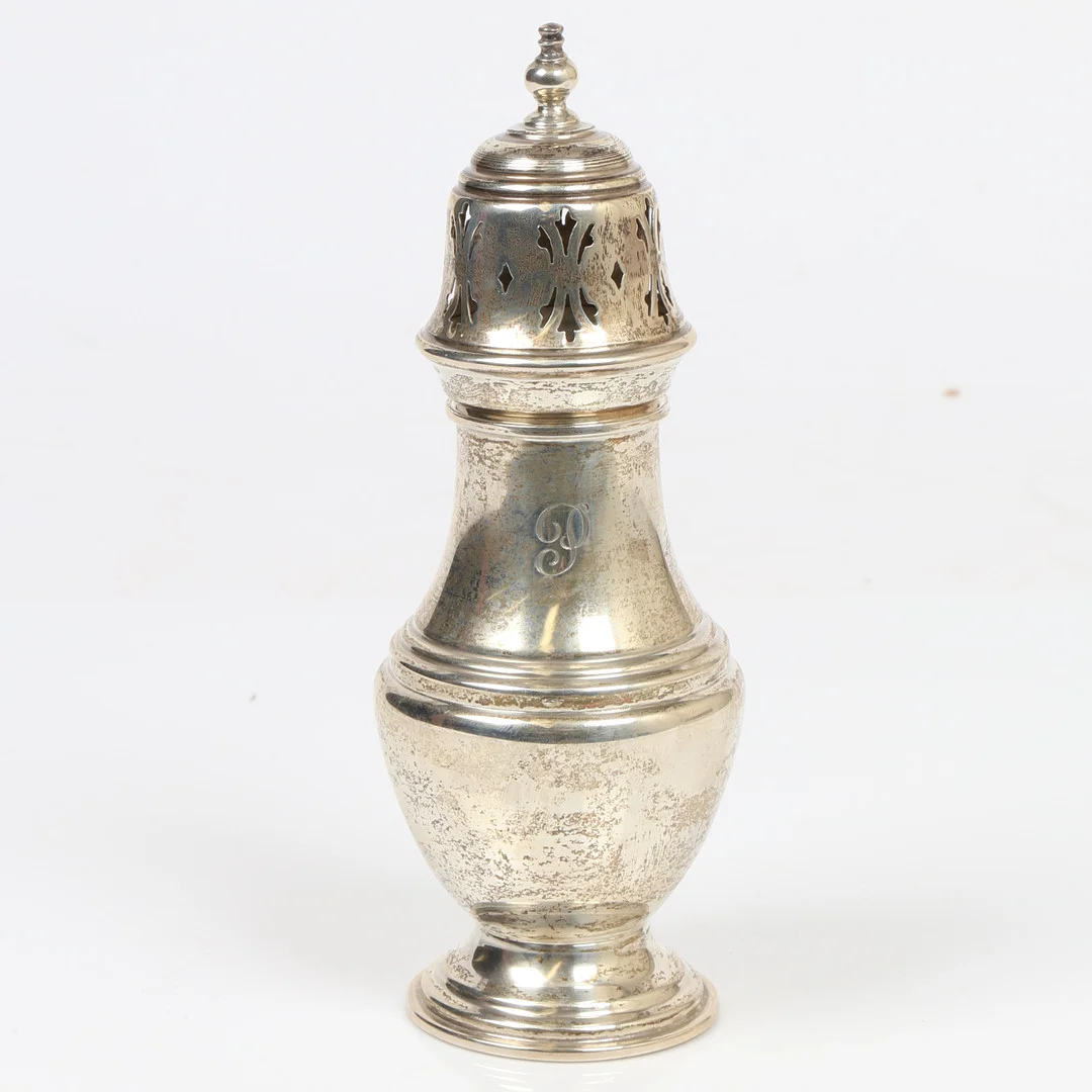 A GEORGE VI SILVER SUGAR CASTOR. — Silver — Bishop & Miller