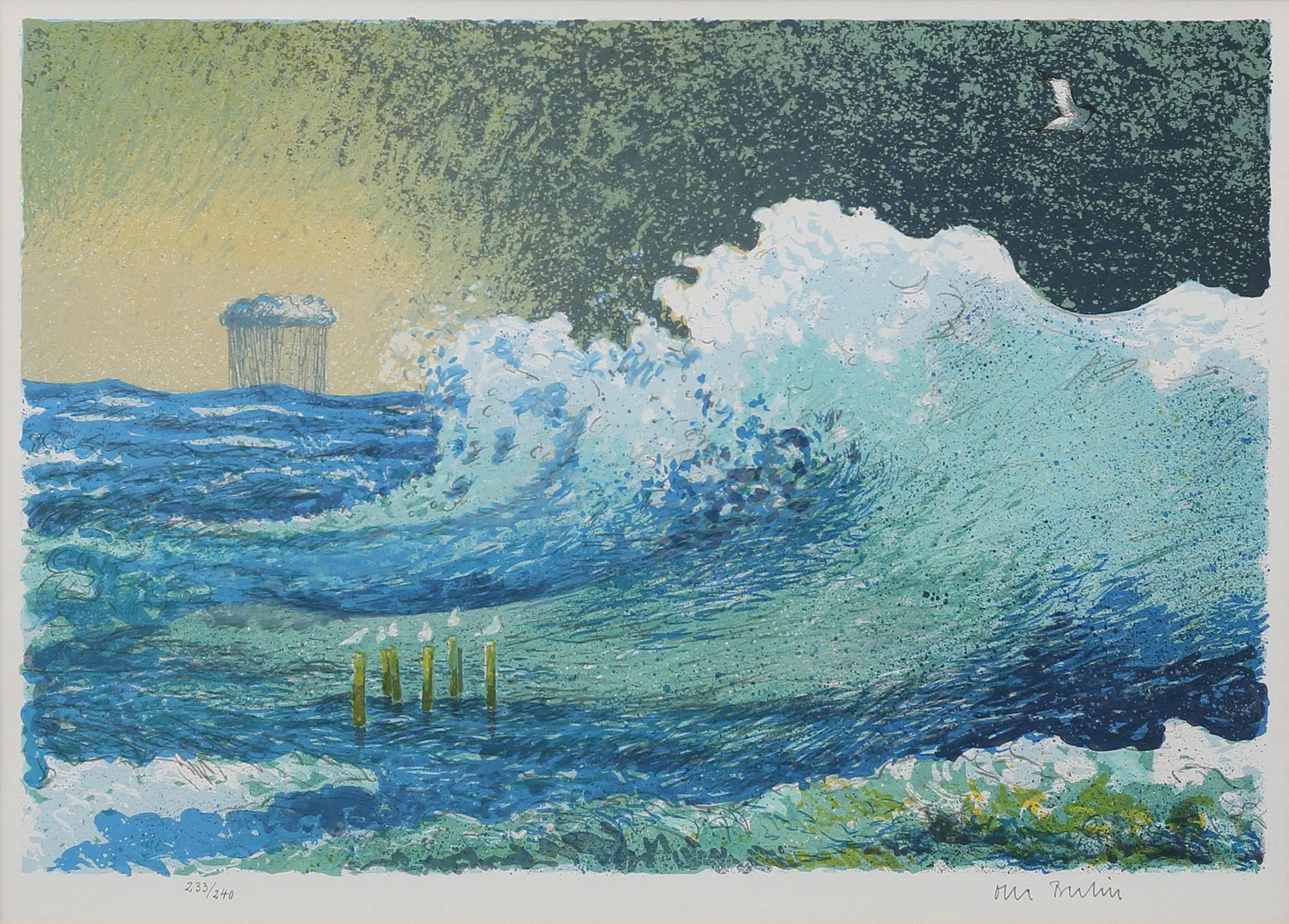 OLLE BERLIN. Våg, färgserigrafi nr 233/240, signerad. — Engravings & Prints — Garpenhus Auktioner