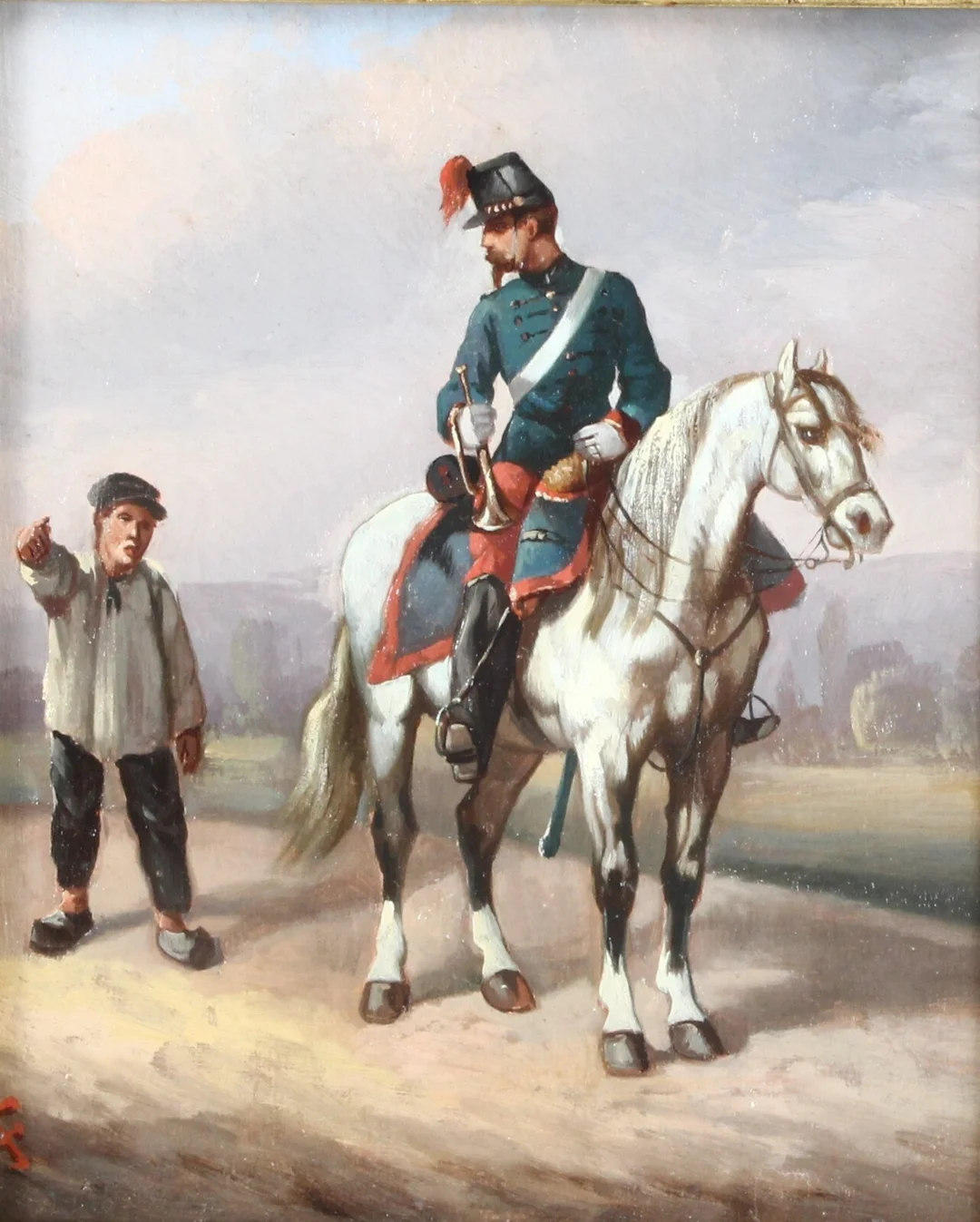 August Fischer. Boy standing by soldier on horse — Hobby and collectibles/Collectibles — Lauritz