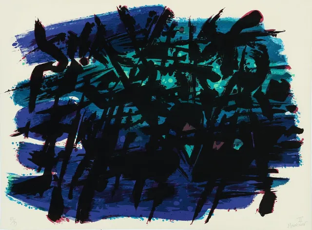 Untitled. Signed Manessier II, 73/99. Lithograph in colours. Sheet size 56×76 cm. Unframed.
