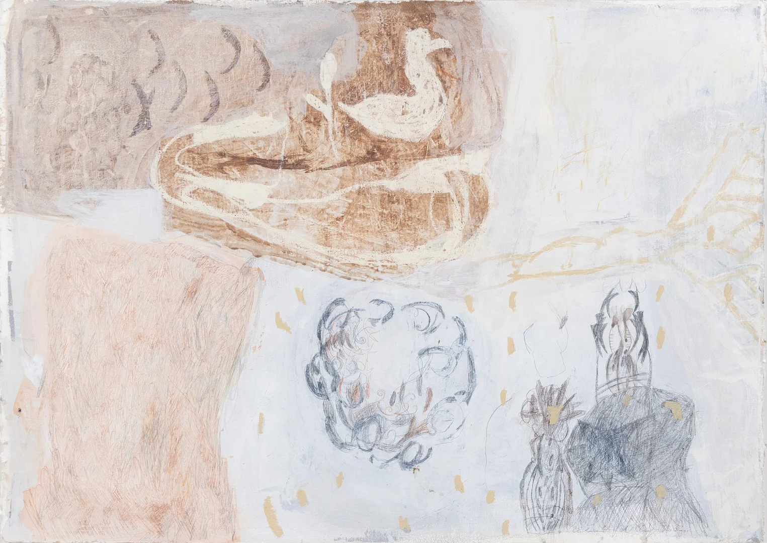 HELMTRUD NYSTRÖM. Komposition, akryl på papp, signerad. — Paintings — Garpenhus Auktioner