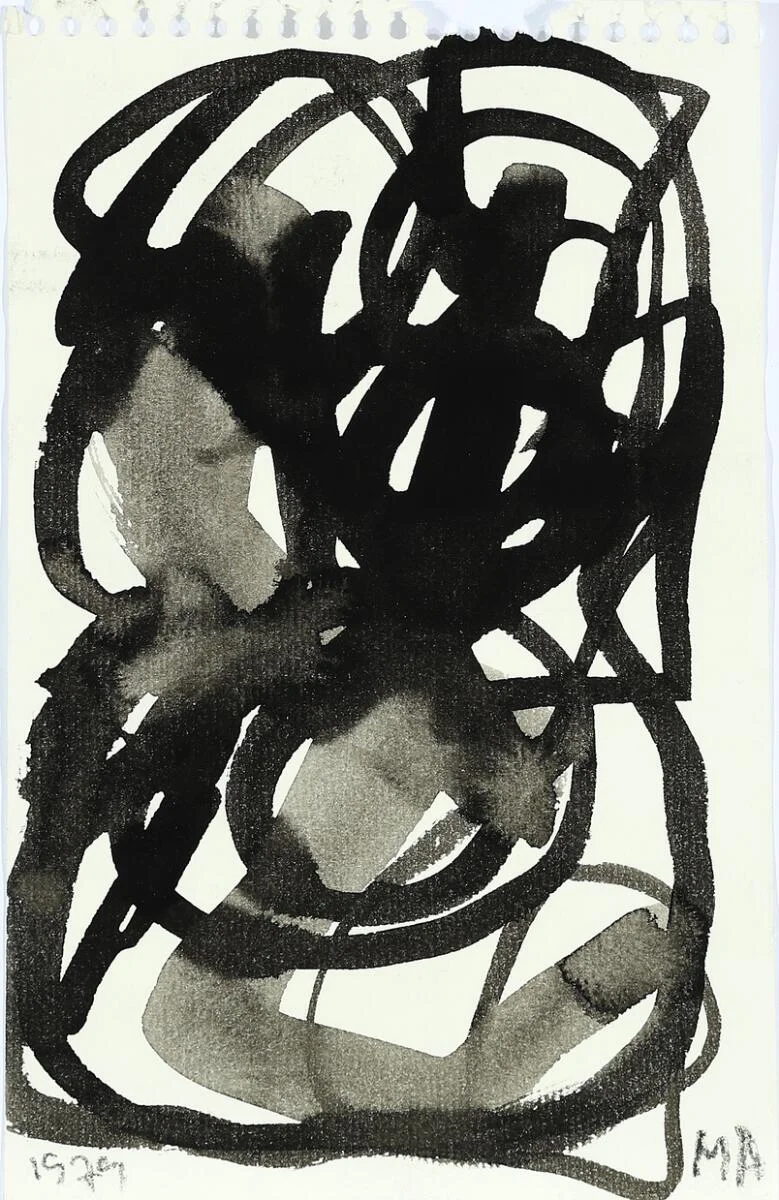 Six compositions. Four signed. Ink and gouache on paper. Sheet sizes ranging from 20 × 13 cm to 20 × 14 cm. Unframed. (6) — Modern Paintings/Modern art — Bruun Rasmussen