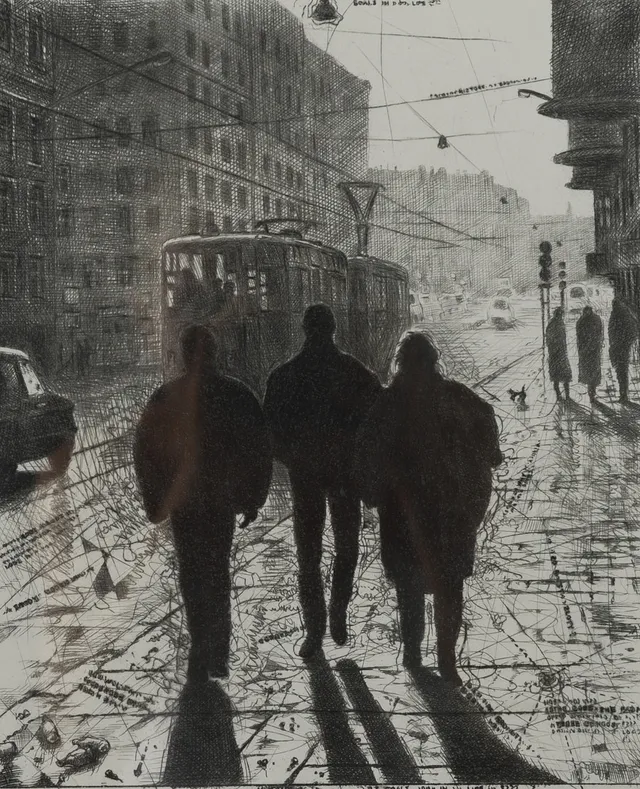MIKAEL KIHLMAN. "Tres Amigos", etsning, signerad, numrerad 8/10.