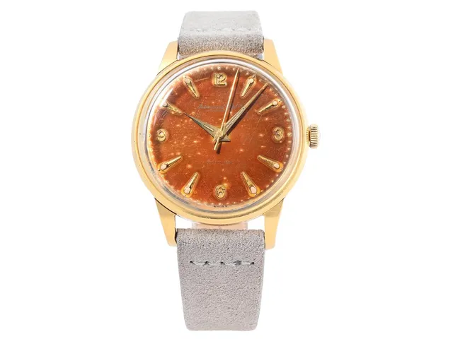 INTERNATIONAL WATCH Co, Schaffhausen, s.k. "Tropical Dial", herrur, 36,5 mm, Cal 852, Serie nr. 1330963, Boett nr. 1344539, 18K guld, automatisk, plexiglas, läderband, originalspänne i doublé, ca 1954.