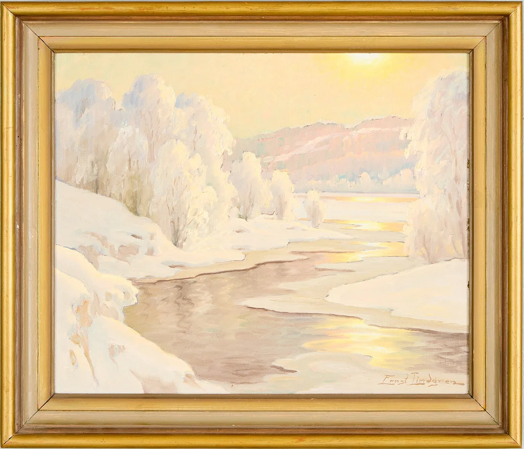 ERNST LINDGREN. Vinterlandskap. — Paintings — Uppsala Auktionskammare