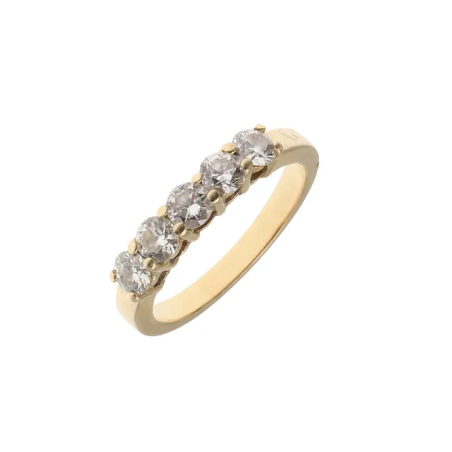 A DIAMOND FIVE STONE RING.