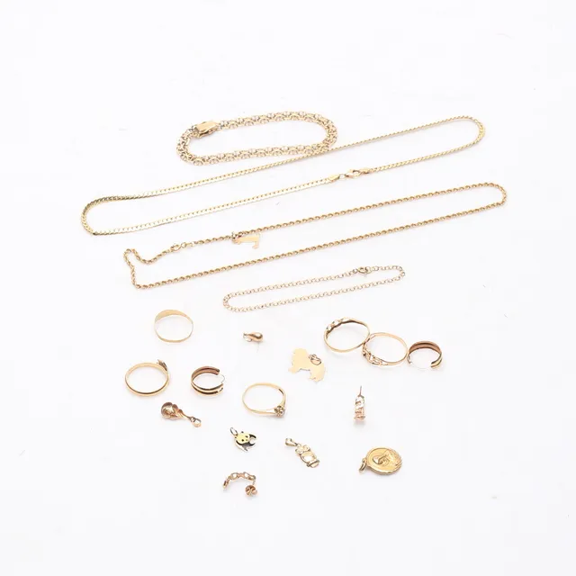 PARTI SMYCKEN, ringar, kedjor, armband, hängen, örhängen, 14k-18K, ca 32,9 gram.