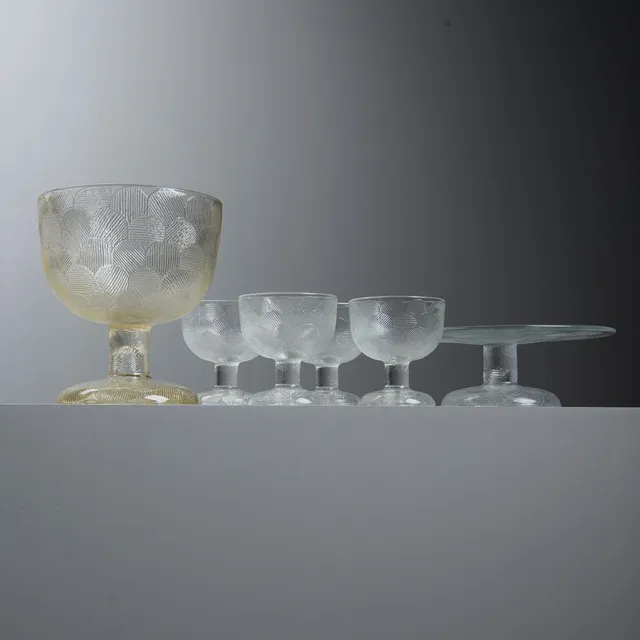 HEIKKI ORVOLA. Servisdelar, 6 st, glas, "Miranda", Arabia, Finland.