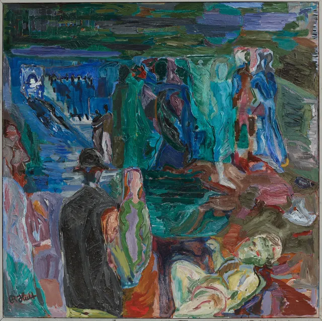 RAGNAR HULT. "Livets kalejdoskop". Olja på duk, signerad. Daterad -73 a tergo.