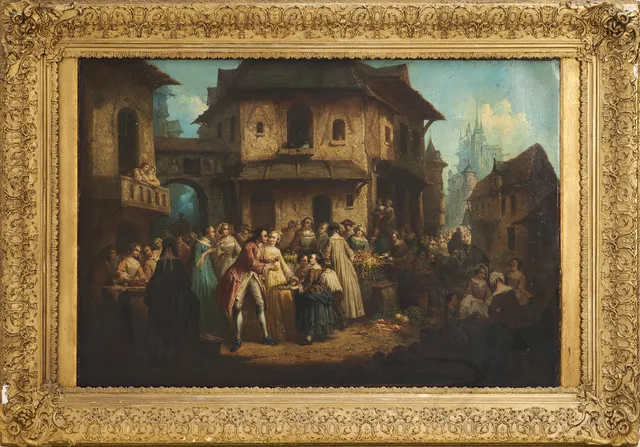 OIDENTIFIERADE KONSTNÄR 1800-tal, Torgscen, olja på duk.