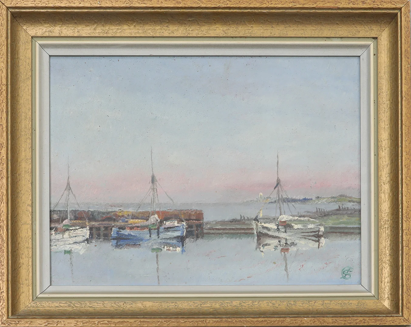 JENS SINDING CHRISTENSEN. olja på duk, signerad , hamnmotiv. — Paintings — Södermanlands Auktionsverk