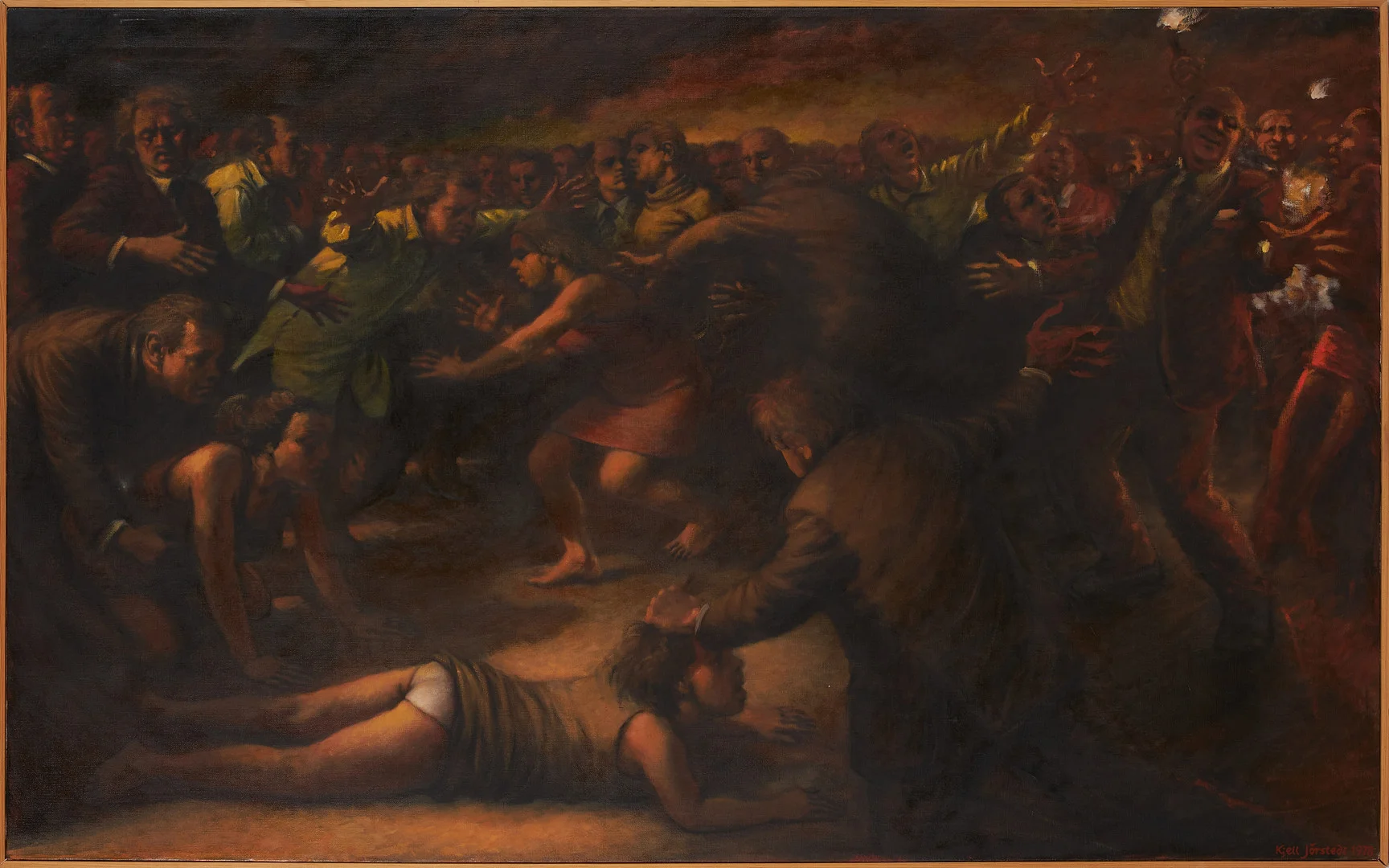 KJELL JÖRSTEDT (1943-2022). Figurkomposition, olja på duk, signerad och daterad 1978. — Paintings — Stockholms Auktionsverk Sickla