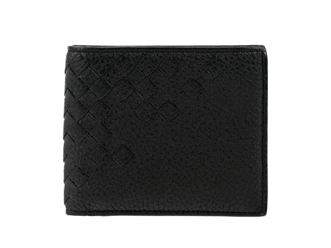 PLÅNBOK, BOTTEGA VENETA, svart flätat läder, kort, sedlar 11.5x9.5 cm, märkt P000170210. — Accessoarer/Plånböcker — Kaplans