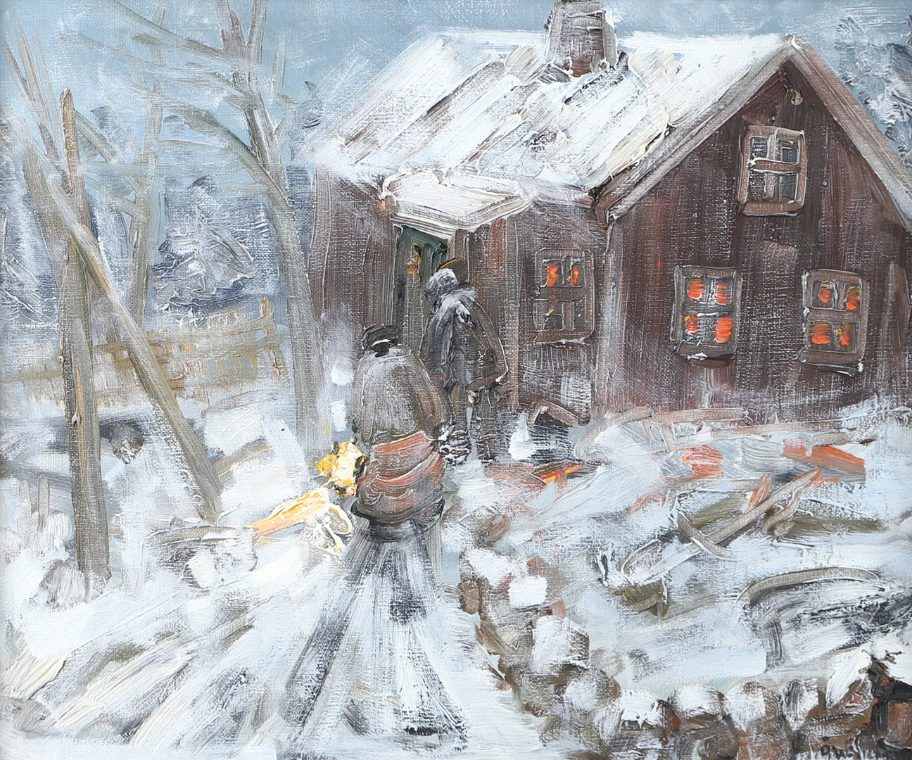 ÅKE WICKSTRÖM. Hus i vinterlandskap, olja på duk, signerad Å. Wickström. — Paintings — Helsingborgs Auktionskammare