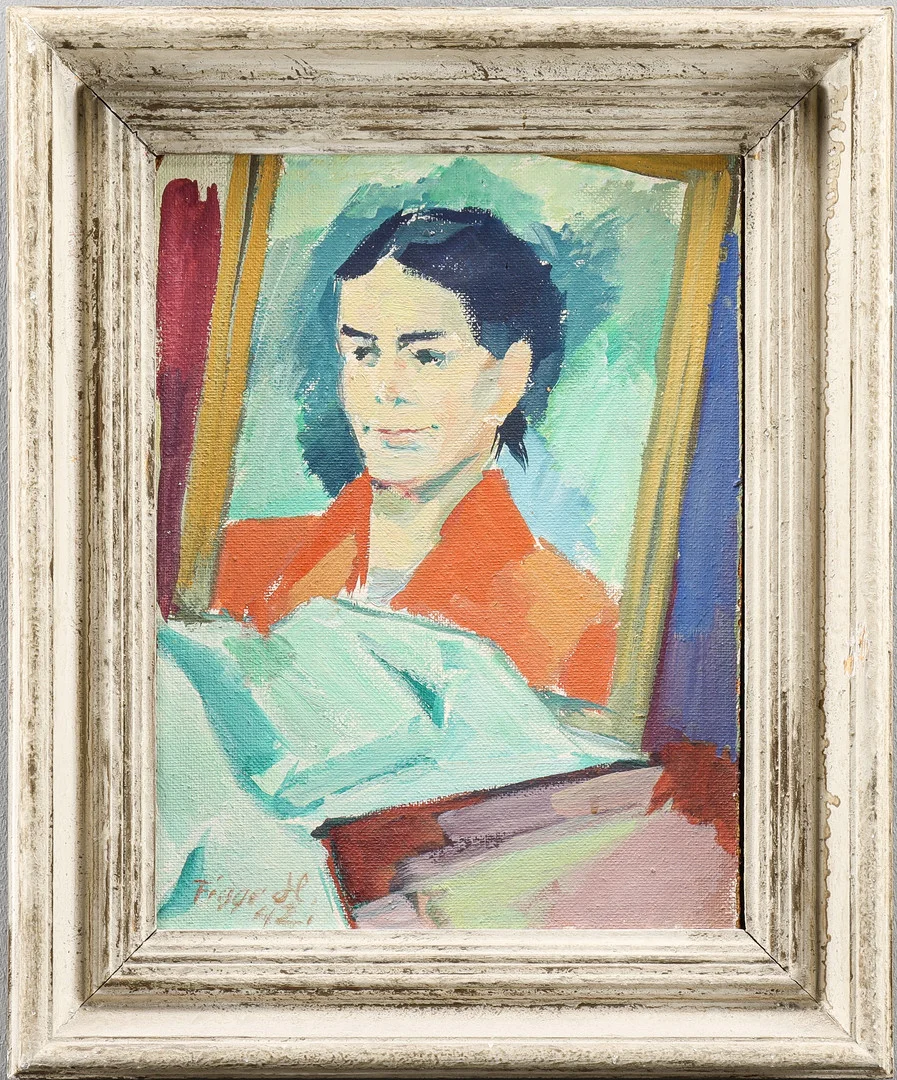 FIGGE HOLMGREN. Olja på pannå, signerad 42. — Paintings — Karlstad Hammarö Auktionsverk