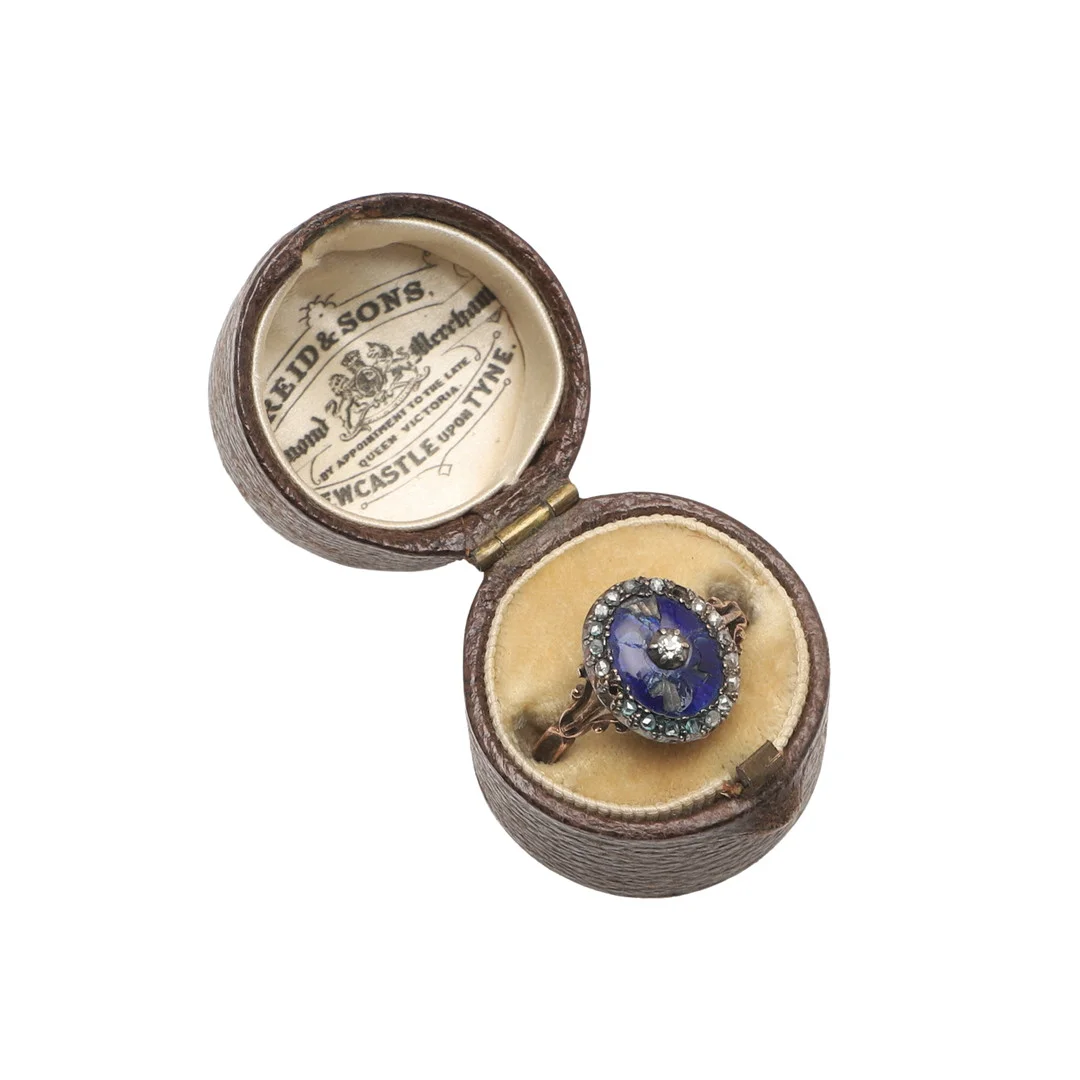 A GEORGIAN DIAMOND AND BLUE ENAMEL RING. — Rings — Lawrences Auctioneers
