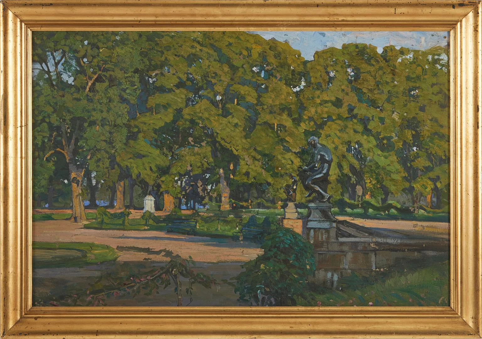 CHARLOTTE WAHLSTRÖM. Drottningholms slottspark, skiss, olja på duk. — Paintings — Stockholms Auktionsverk Magasin 5