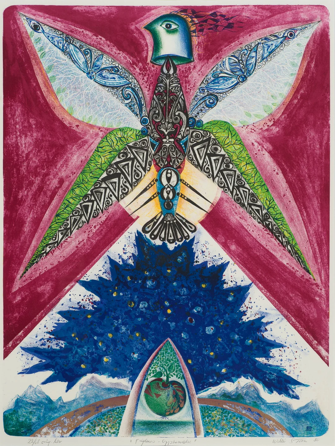 Storn, Willibald — "Fuglenes oppstandelse" 1980 — Kunst/Grafikk — Blomqvist