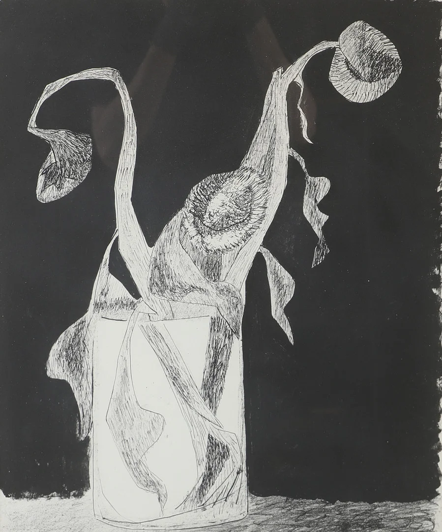 FELIX HATZ. Blomsterstilleben, litografi, dold signatur. — Engravings & Prints — Helsingborgs Auktionskammare