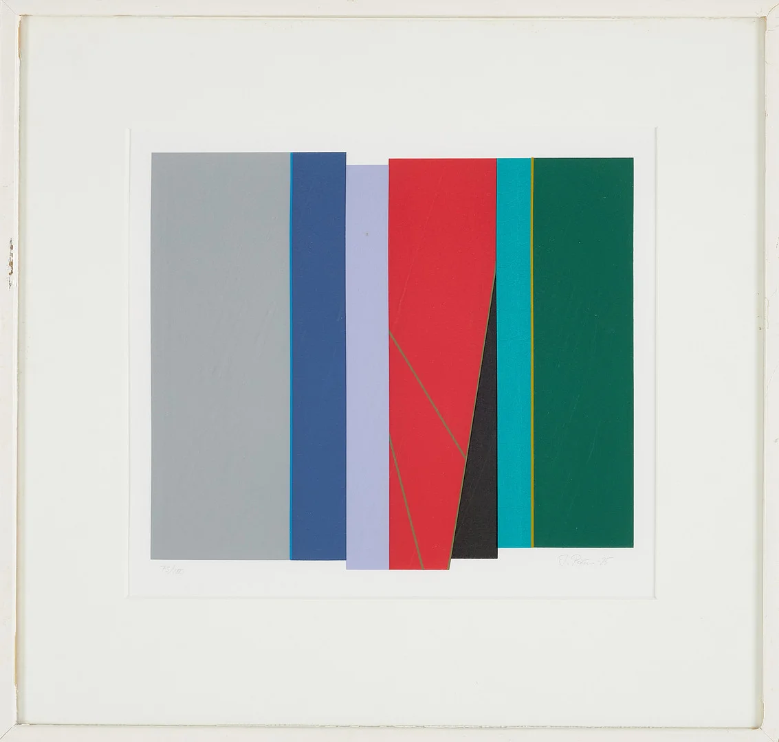 ILKKA PÄRNI. Geometrisk komposition, serigrafi, signerad, numrerad 73/180 samt daterad -95. — Engravings & Prints — Stockholms Auktionsverk Sickla