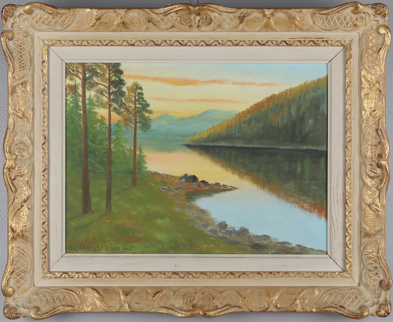 OIDENTIFIERAD KONSTNÄR. Olja på duk, signerad A Lagerström, daterad 1946. — Paintings — Södermanlands Auktionsverk