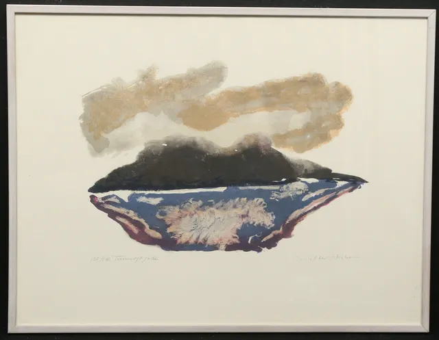 WALTER HUBER. litografi, "Sjöguden", numrerad, signerad.