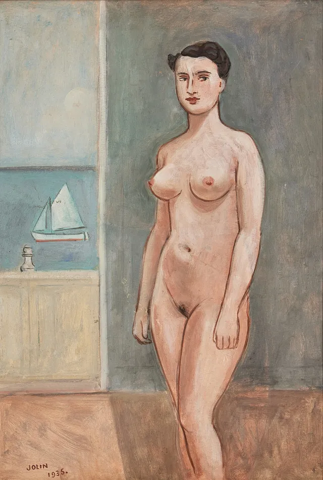 EINAR JOLIN. Modell vid balkong.