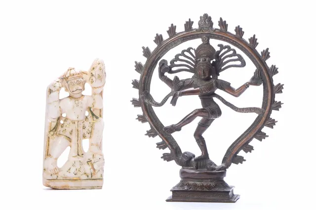 Indian bronze Shiva figure and stone Hanuman figure (2)