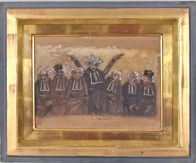 HONORÉ DAUMIER. EFTER. blandteknik på pannå.