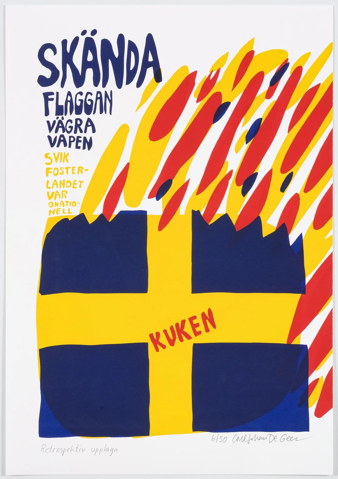 Carl Johan De Geer, "Skända flaggan - Vägra vapen". — Konst/Grafik — Bukowskis