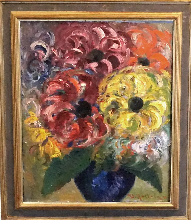 VEIKKO AALTONA. Olja på duk, Blomsterstilleben, signerad V. Altona, daterad -46.