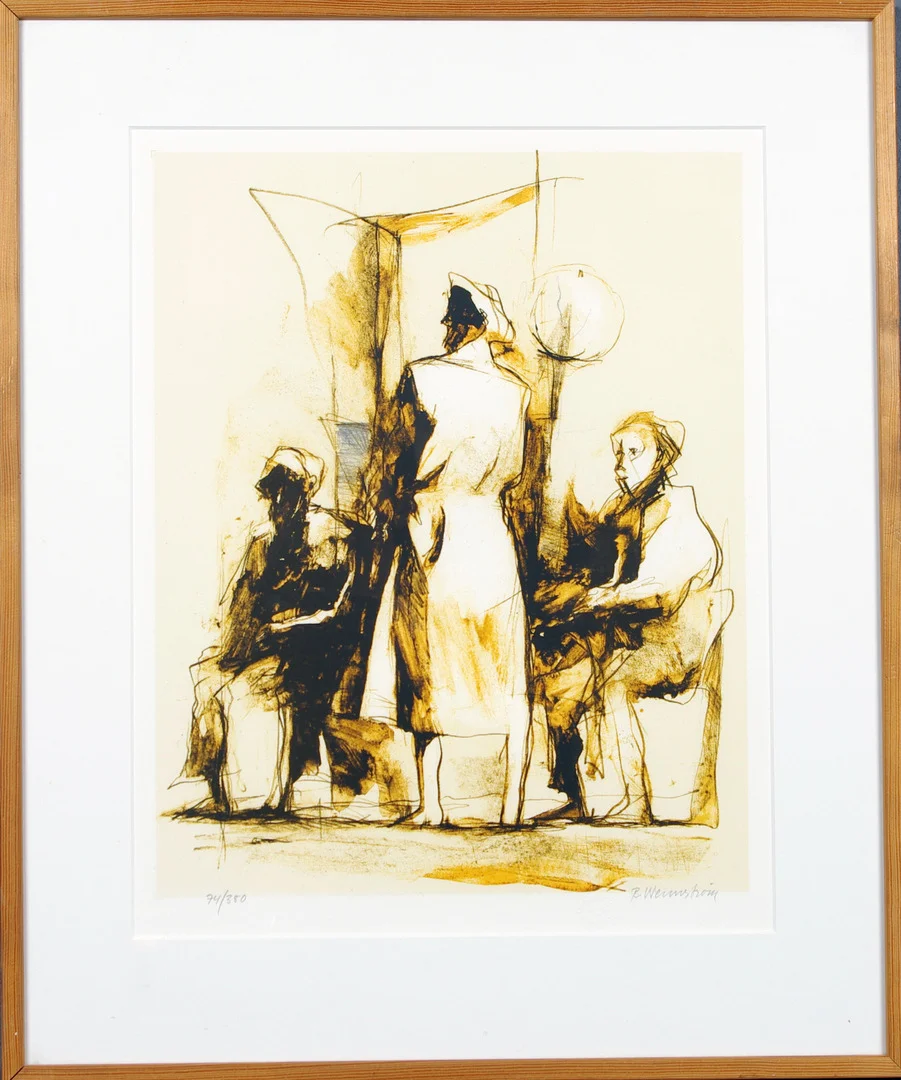 BERNDT WENNSTRÖM. Figurkomposition, färglitografi, 74/380. — Engravings & Prints — Helsingborgs Auktionskammare