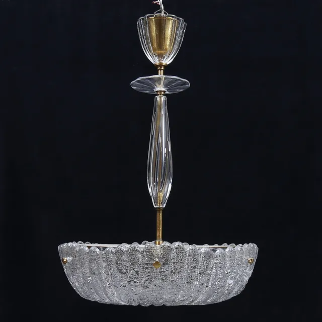 LJUSPLAFOND, glas, Orrefors, 1940/50-tal. Höjd ca 70 cm.