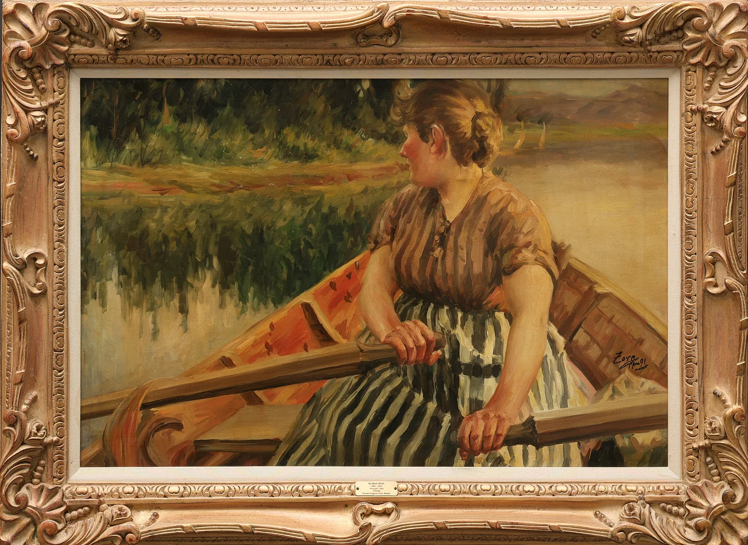 OIDENTIFIERAD KONSTNÄR. olja på duk, kopia efter Anders Zorn, "Midnatt", signerad Mona Midnatt -91. — Paintings — Auktionsmagasinet Vänersborg