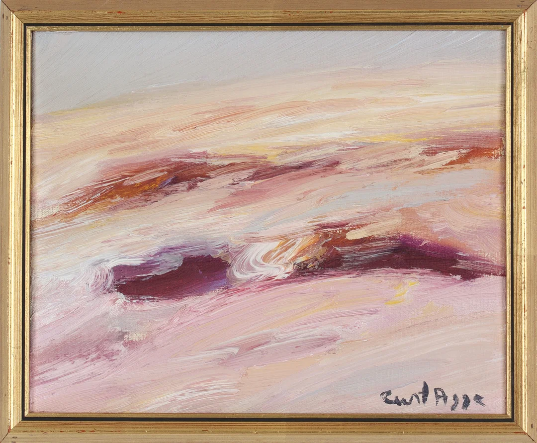 CURT AGGE. "Solen vid fjället", olja på duk, signerad. — Paintings — Stadsauktion Sundsvall