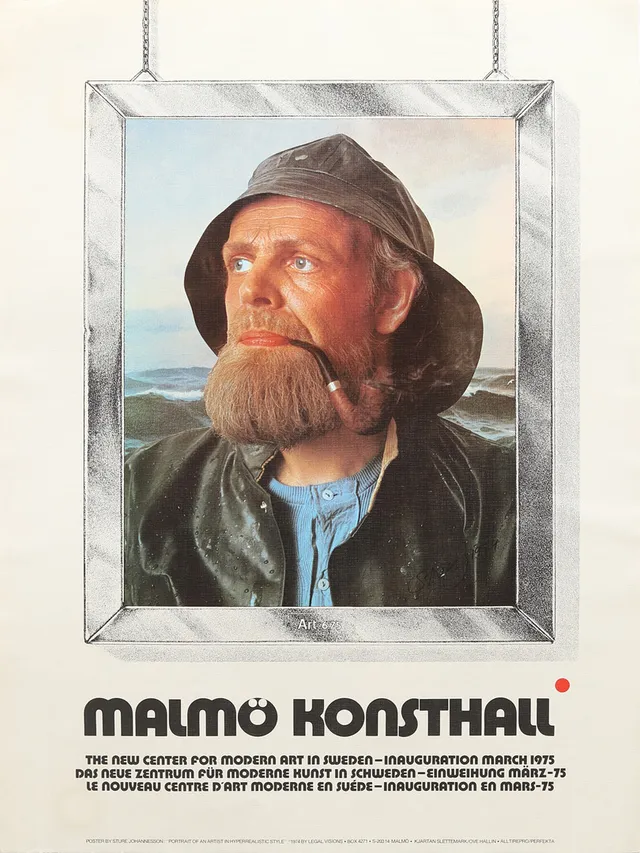 STURE JOHANNESSON. Utställningsaffisch, tänkt för Malmö Konsthall 1975.