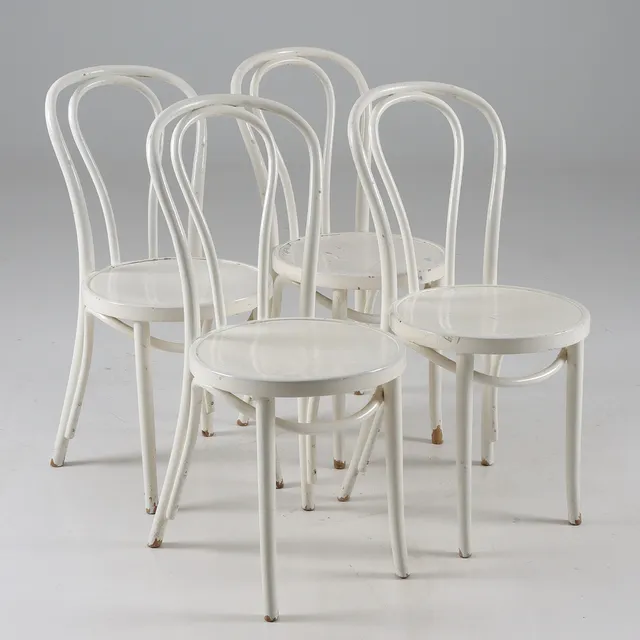 GILLIS LUNDGREN. Stolar, 4 st, bemålat trä, "Öglan", Ikea, 1900-tal.