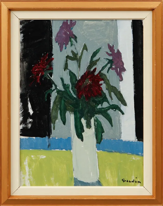 SVÄN GRANDIN. Blommor i vas, olja på duk, signerad.