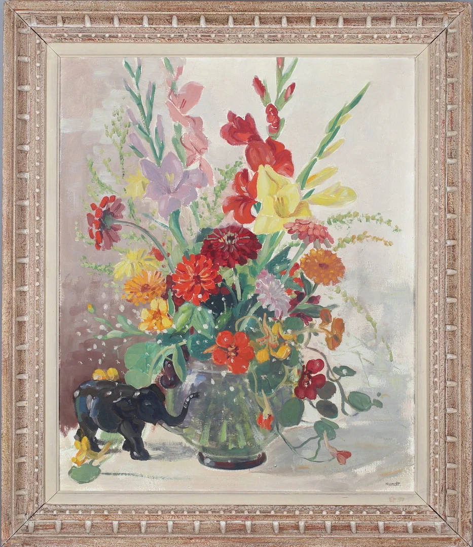 WILHELM HUNDT. Blomsterstilleben, olja på duk, signerad. — Paintings — Stadsauktion Sundsvall