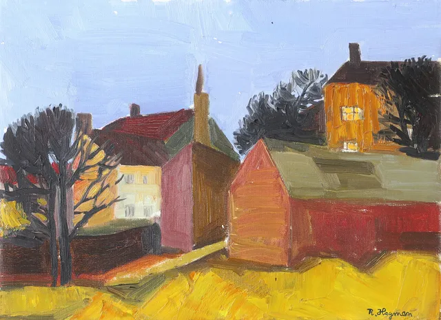 RUNE HAGMAN. Hus, olja på duk, signerad R. Hagman.