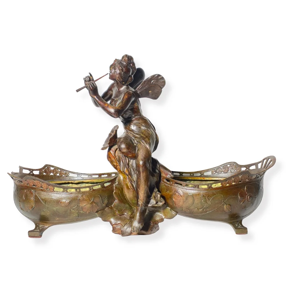 JULIEN CAUSSÉ. ESCULTURA/CENTRO DE MESA ESTILO ART NOUVEAU EN BRONCE. — Sculptures & Bronzes — Barcelona Auctions