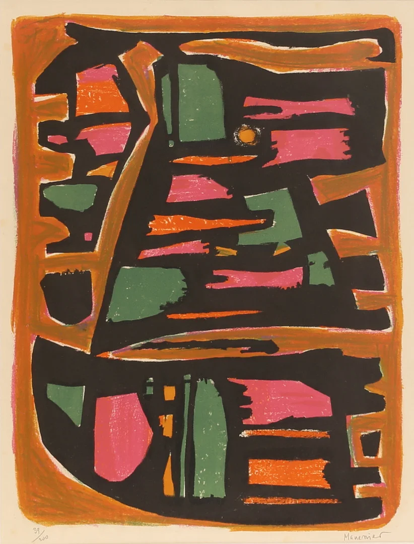 ALFRED MANESSIER. Färglitografi, signerad, 39/200. — Engravings & Prints — RA Auktionsverket Norrköping
