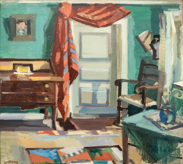 Gerhard Wihlborg, Interör från konstnärens hem i Grimshög, Österlen.