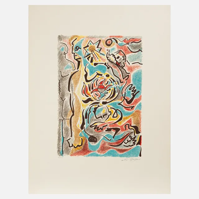 ANDRÉ MASSON. "Omaggio a Michaelangelo", färglitografi, signerad och numrerad 15/200.