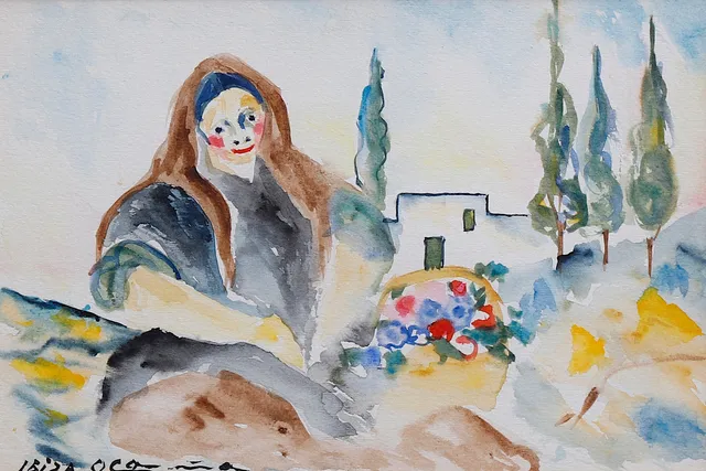 JOSÉ PÉREZ OCAÑA, "OCAÑA". Girl in a landscape.